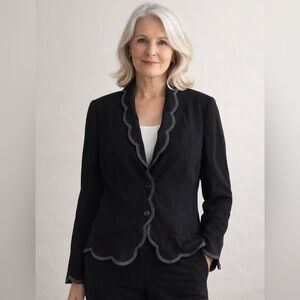 ESCADA Vintage Woman's Jacket Black Laine Wool Sz 40.